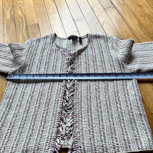 Theory Size L Beige Red Black Galinne Speckled Boucle Cropped Knit Jacket - Picture 5 of 12